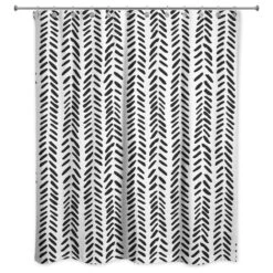 Modern Herringbone Shower Curtain, Black