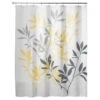 IDesign Leaves Fabric Shower Curtain, 72"x72", Yellow And Gray