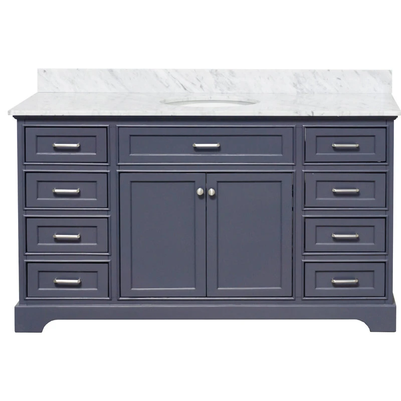 Aria 60" Bathroom Vanity, Marine Gray, Carrara Marble, Single Vanity 5 Aria 60" Bathroom Vanity, Marine Gray, Carrara Marble, Single Vanity - Image 5
