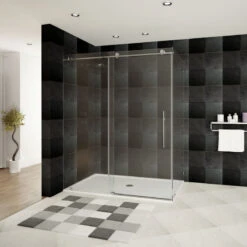 Shower Enclosure With Sliding Door, Brushed Nickel
