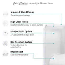 Aquatique 60"x32" Shower Base With Left Hand Drain, White -Warm Bathroom f3e164dd0f22ef33 9498 w800 h800 b0 p0
