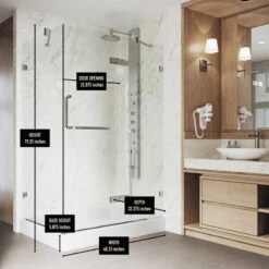VIGO Monteray 32"x40" Frameless Shower Enclosure With Right Base, Chrome -Warm Bathroom f3f17d110181190c 1177 w800 h800 b0 p0