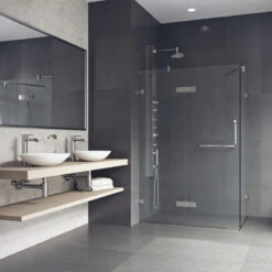 VIGO Monteray 34"x46" Frameless Shower Enclosure, Brushed Nickel -Warm Bathroom f45182780e9d8769 9385 w800 h800 b0 p0