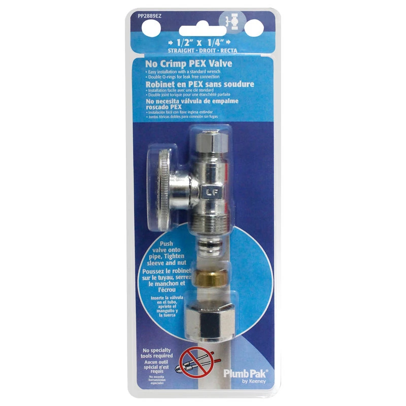 Keeney Quarter Turn No Crimp PEX Valve, 1/2" Comp PEX X 1/4" O.D., Straight 10 Keeney Quarter Turn No Crimp PEX Valve, 1/2" Comp PEX X 1/4" O.D., Straight - Image 10