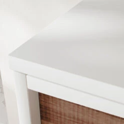 The Rhone Bathroom Vanity, Single Sink, 48", Walnut And White, Wallmounted -Warm Bathroom f4710e8c03c74453 4005 w800 h800 b0 p0