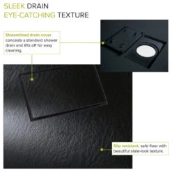 Transolid 60-in L X 35.5-in W Zero Threshold Center Drain Shower Base, Black -Warm Bathroom f4a13b6b0f720619 0882 w800 h800 b1 p0