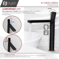 STYLISH Single Handle Bathroom Vessel Sink Faucet, Matte Black And Brushed Gold -Warm Bathroom f4f1d43b011bbfe5 9980 w800 h800 b0 p0