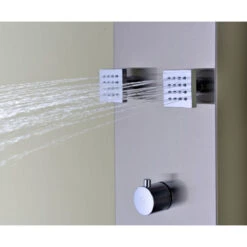 Echo 63.5" 4-Jetted Shower Panel, Heavy Rain Shower, Spray Wand, Brushed Steel -Warm Bathroom f521adb30e8b63a8 9524 w800 h800 b0 p0