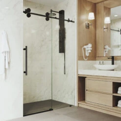 VIGO 56"x74" Elan Frameless Sliding Shower Door, Matte Black -Warm Bathroom f531583c0f5a3929 5886 w800 h800 b0 p0