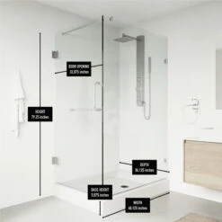 VIGO 36" X 48" Frameless 3/8" Shower, With Right Base, Chrome -Warm Bathroom f5416db901811c48 1346 w800 h800 b0 p0