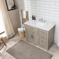 Grace 42" Single Bathroom Vanity In Rich Antique Gray Oak With Carrara White Quartz Top -Warm Bathroom f5d1080200188025 8725 w800 h800 b0 p0