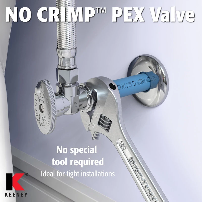 Keeney Quarter Turn No Crimp PEX Valve, 1/2" Comp PEX X 1/4" O.D., Straight 5 Keeney Quarter Turn No Crimp PEX Valve, 1/2" Comp PEX X 1/4" O.D., Straight - Image 5