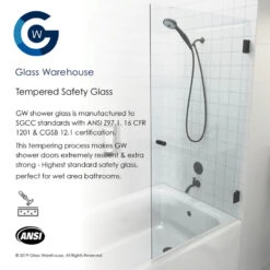 34"x58.25" Frameless Bathtub Shower Door, Single Fixed Panel Radius, Matte Black -Warm Bathroom f6b1d7930075bf44 6863 w800 h800 b0 p0