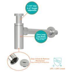 Solid Brass Round Bottle Modern P Trap In Matte Black Finish | 1-1/4 Inch Inlet -Warm Bathroom f6d1e7a30dcdcbc1 7939 w800 h800 b1 p0