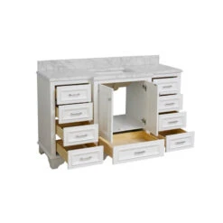Nantucket 60" Single Bathroom Vanity In White With Carrara Marble Top -Warm Bathroom f701537601661374 2508 w800 h800 b1 p0