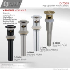 Bathroom Vanity Sink Pop-Up Drain With Overflow, Matte Black -Warm Bathroom f7f10a98028456ce 0382 w800 h800 b0 p0