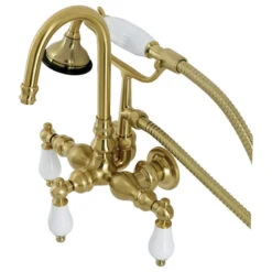 AE11T7 Wall Mount Clawfoot Tub Faucet, Brushed Brass