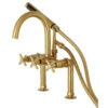 Aqua Vintage 7" Deck Mount Clawfoot Tub Faucet, Brushed Brass