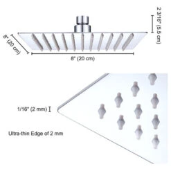 8" Bathroom Rainfall Shower Head Stainless Steel Square Top Spray Adjustable -Warm Bathroom fa71b78d0e0d6d4c 2777 w800 h800 b1 p0