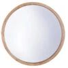 22" Round Wood Wall Mirror, Large, Natural Brown