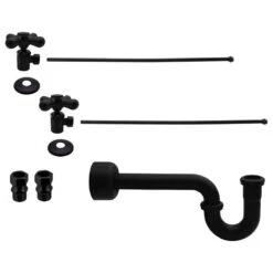 Traditional Pedestal Lavatory Kit - Cross Handles In Polished Nickel, Powder Coated Flat Black
