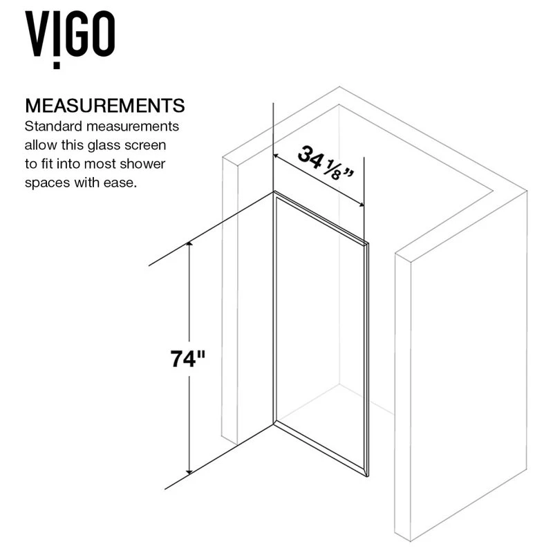 VIGO Frameless Fixed Shower Screen With Clear Glass, Matte Black 8 VIGO Frameless Fixed Shower Screen With Clear Glass, Matte Black - Image 8