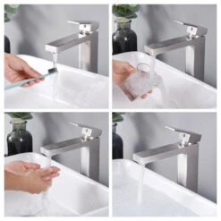 Modern Bathroom Faucet Tall Cold & Hot Water Above Counter Vessel Sink Nickel -Warm Bathroom fca10d640d8f3e08 3421 w800 h800 b1 p0