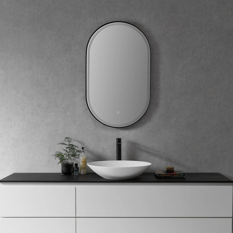 Oleggio Oval 36" Framed Bathroom/Vanity LED Lighted Wall Mirror, Matte Black 7 Oleggio Oval 36" Framed Bathroom/Vanity LED Lighted Wall Mirror, Matte Black - Image 7