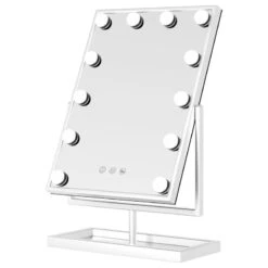 15x17" Hollywood Tri-Color Mirror, 12 Bulbs, White