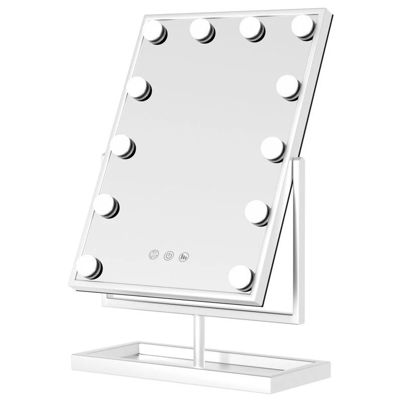 15x17" Hollywood Tri-Color Mirror, 12 Bulbs, White 1 15x17" Hollywood Tri-Color Mirror, 12 Bulbs, White