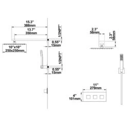 Wall Mounted Rain Shower System With Hand Shower, Brushed Gold -Warm Bathroom fdb140b502fe07dc 2623 w800 h800 b1 p0