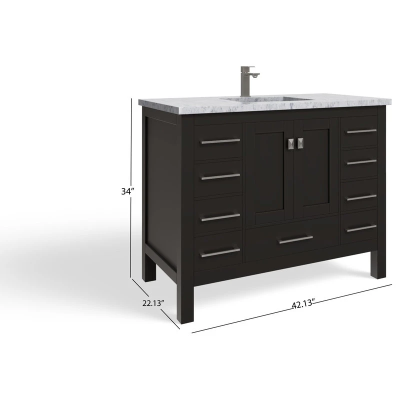 The Kennedy Bathroom Vanity, Single Sink, 42", Espresso, Freestanding 8 The Kennedy Bathroom Vanity, Single Sink, 42", Espresso, Freestanding - Image 8