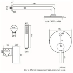 Wasser™ Brass Shower System With Handheld Shower, 12" Shower Head -Warm Bathroom ffd1c42001160ffb 8333 w800 h800 b1 p0