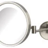 Jerdon 9.5", 5X Mag, LED Wall Mount Mirror, Nickel, Direct Wire