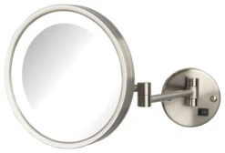Jerdon 9.5", 5X Mag, LED Wall Mount Mirror, Nickel, Direct Wire