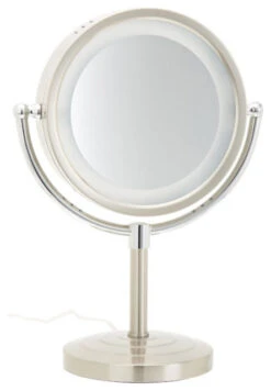 Jerdon HL745CO 8.5" Tabletop Two-Sided Swivel Halo Lighted Vanity Mirror, Chrome