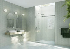 60-64"x78" Frameless Sliding Shower Door With Square Hardware, Polished Chrome