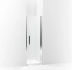 Sterling Finesse Peak Frameless Pivot Shower Door With Frosted Glass, Silver