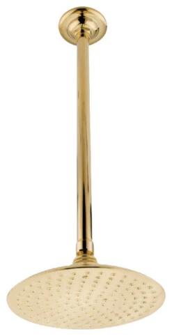 Showerscape 7-3/4" Showerhead W/17" Ceiling Mount Shower Arm, Polished Brass