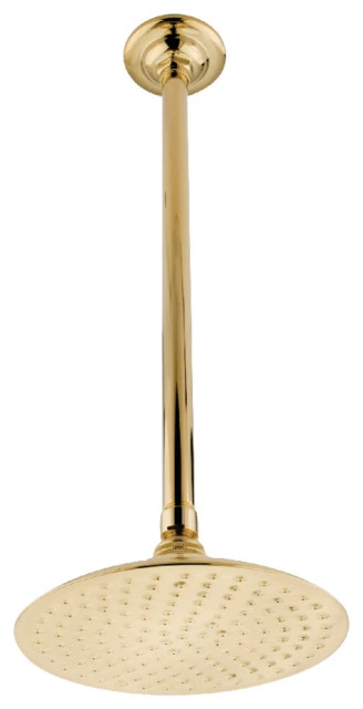 Showerscape 7-3/4" Showerhead W/17" Ceiling Mount Shower Arm, Polished Brass 1 Showerscape 7-3/4" Showerhead W/17" Ceiling Mount Shower Arm, Polished Brass