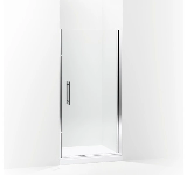 Sterling Finesse Peak Frameless Pivot Shower Door With Clear Glass, Silver 1 Sterling Finesse Peak Frameless Pivot Shower Door With Clear Glass, Silver