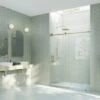 60-64"x78" Frameless Sliding Shower Door With Square Hardware, Satin Brass