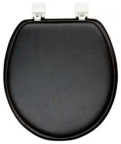 Achim Home Furnishings Cushion Soft Padded Toilet Seats, Standard Size Round, Black