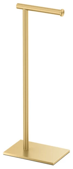 21.25" Square Freestanding Toilet Paper Holder, Brushed Brass