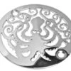 Round Shower Drain 3.25" With Octopus Design, Brushed Stainless Steel/Nickel