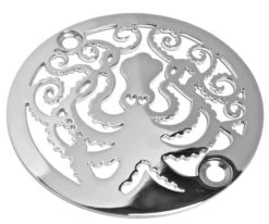 Round Shower Drain 3.25" With Octopus Design, Brushed Stainless Steel/Nickel