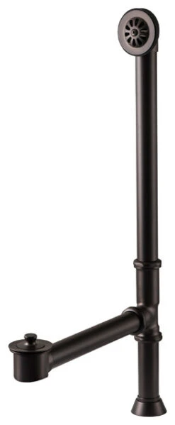 Water Creation Lift And Turn Exposed Finish Tub Drain For Claw Foot Tub, Oil Rub