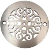 Round Shower Drain Cover, 4" Round,Classic Scrolls No.4, Designer Drains, Brushe