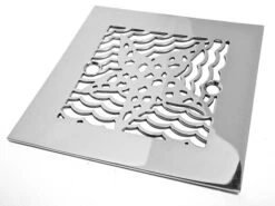 Shower Drain Cover, 4.25 Inch Square, Star Fish Design By Designer Drains, Brush