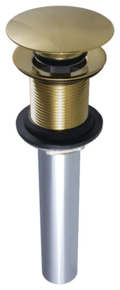 EV7002 Push Pop-Up Drain Without Overflow Hole, 22 Gauge, Polished Brass